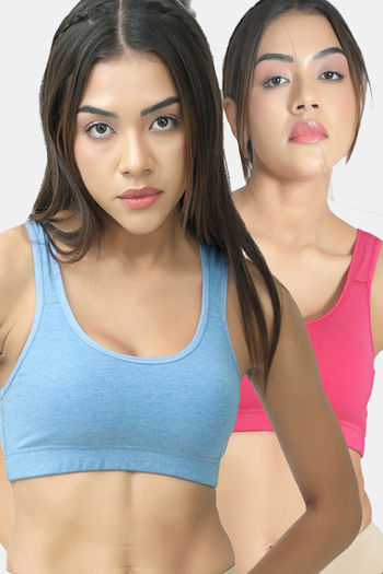Buy Lady Lyka Soft Strechable Sports Bra (Pack of 2) - Multicolor